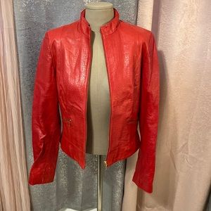 Red leather jacket